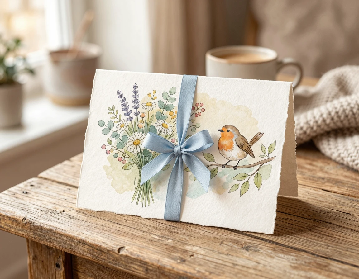 따뜻한 응원의 마음이 담긴 예쁜 카드 수채화 일러스트