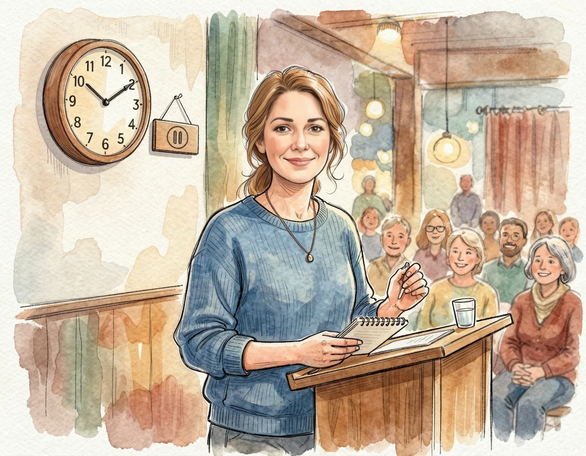 여유롭게 청중과 눈을 맞추는 발표자 일러스트